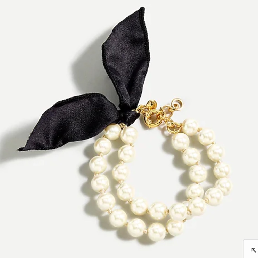 ⚓️J.Crew NWOT Layered Pearl Black Tie Bracelet